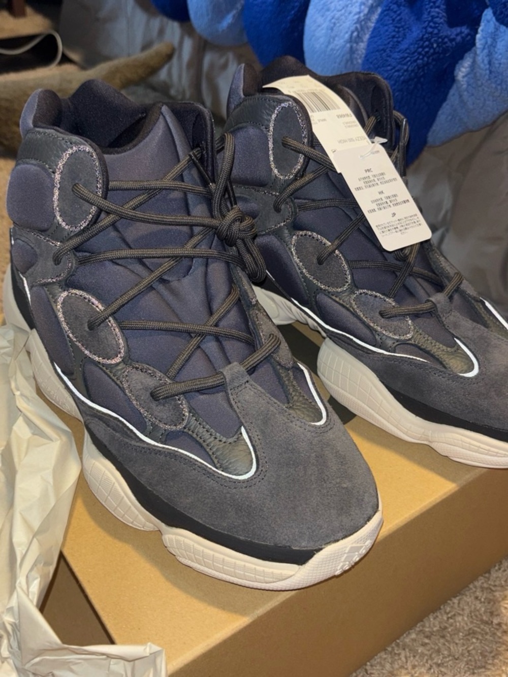 Yeezy 500 High Adidas Men's High-Top Sneakers in Gray and Blue NIB